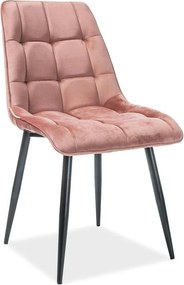 Scaun CHIC, roz/negru, stofa catifelata/metal, 50x58x88 cm