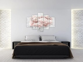 Tablou - Flori roz pe perete (150x105 cm)