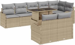 vidaXL Set de canapele pentru grădină cu pernă 9 pcs Bej Poli Rattan