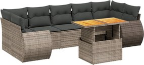 vidaXL Set canapele de grădină cu perne, 8 piese, gri, poliratan