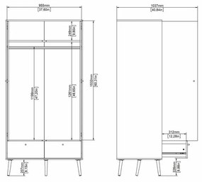 Șifonier gri antracit 99x200 cm Bodo – Tvilum