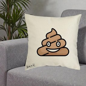 Perna Decorativa Emoji Poop Funny, 40x40 cm, Ecru, Husa Detasabila, Perna Inclusa, BEKZ®