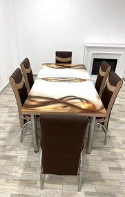 Set masa extensibila 130 / 170 x 80 cm cu 6 scaune, model 1134