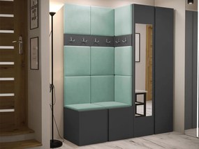 Mobilier hol Tovenaz XII (grafit + verde deschis) (cu oglindă). 1104822