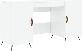 vidaXL Birou, alb extralucios, 140x50x75 cm, lemn compozit