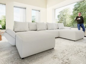 Colțar extensibil dumonde cu ladă de depozitare si sezut confortabil din spuma high-density, Berlin U Zoom Grey 380x180 cm