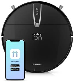 Niceboy ION Charles i4 - Aspirator robot inteligent 2în1 4400 mAh Wi-Fi negru +