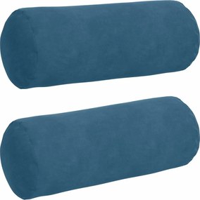 vidaXL Perne Bolster 2 pcs albastru Ø 15 x 40 cm Țesătură din corduroy