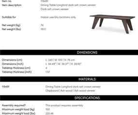 Masa dining design LUX Langford 240x100cm