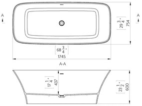 Cada freestanding compozit Marmite Corsica, 175 x 75 cm, dreptunghiulara, alb mat