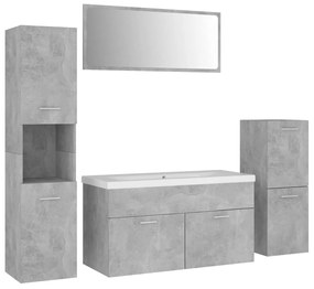 3071112 vidaXL Set mobilier de baie, gri beton, lemn prelucrat