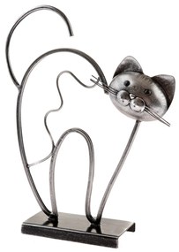 Pisică metalică în picioare, pe soclu, 31,5 cm