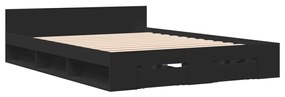 3280756 vidaXL Cadru de pat cu sertare, negru, 120x200 cm, lemn prelucrat