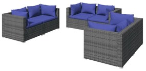 3102302 vidaXL Set mobilier de grădină cu perne, 6 piese, gri, poliratan