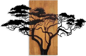 Decoratiune perete 891TNL3152, stejar/negru, lemn/metal, 90x58 cm