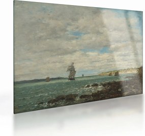 Tablou pe sticlă - Eugène Boudin, Coast of Brittany, reproducere (70x50 cm)