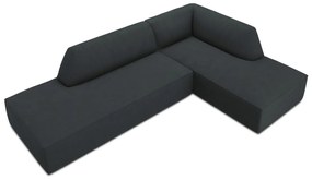 Coltar dreapta 4 locuri, Ruby, Micadoni Home, BL, fara cotiera, 273x180x69 cm, velur, negru