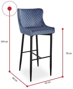 Supermobel Scaun bar COLIN B H-1 VELVET, 42x109x46, bluvel 14 - gri