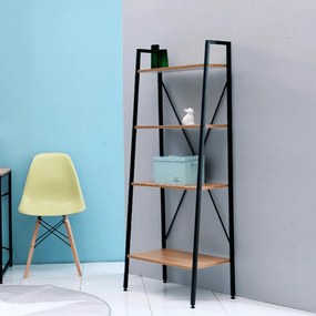 Polita, 4 rafturi, stejar / negru, THEA