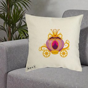 Perna Decorativa Trasura Regala Aurie, 40x40 cm, Ecru, Husa Detasabila, Perna Inclusa, BEKZ®