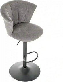 Scaun bar H104, gri/negru, stofa/otel, 55x53x90/112 cm