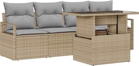 vidaXL Set de canapele pentru grădină 5 pcs Bej Rattan poli