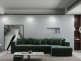 Colțar extensibil dumonde cu ladă de depozitare si sezut confortabil din spuma high-density, Gloria Euphoria Green II 320x183 cm