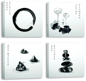 Tablouri 4 buc. 30x30 cm Japanese Zen – Wallity