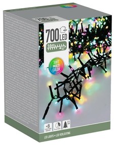 Lanț luminos exterior Macaron, 14 m, 700 LED,IP44(verde, portocaliu, albastru, roz), temporizator, 14 m
