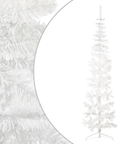 Jumatate brad de Craciun subtire cu suport, alb, 210 cm 1, Alb, 210 cm