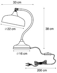 Lampă de masă clasică bronz cu sticlă opal verde - Clerk