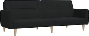vidaXL Canapea extensibilă cu 2 locuri, negru, material textil