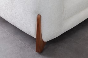 Canapea alba, fixa cu picioare de lemn, 3 locuri puffy 240/105/70cm