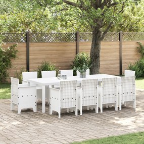 vidaXL Set Masă Grădină 11 pcs Alb 250 x 100 x 73 cm Poliratan