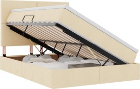 vidaXL Pat cu saltea și LED cu saltea Creme 140 x 190 cm Poliester