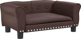 vidaXL Pat de câini, maro, 70x45x30 cm, piele ecologică
