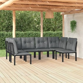 3187738 vidaXL Set mobilier de grădină, 6 piese, negru și gri, poliratan