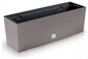 Jardiniera decorativa, imitatie ratan, cafeniu, 58x18x19.5 cm, Rato Case
