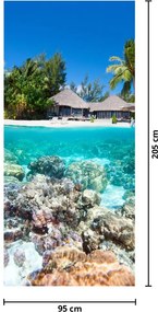 Fototapet pentru ușă - Plajă pe insulă tropicală (95x205cm)