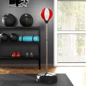 HOMCOM Sac de Box de Podea cu Înălțime Reglabilă, Mănuși de Box și Bază Umplută, 43x43x126-144 cm, Roșu | Aosom Romania