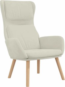 vidaXL Scaun de relaxare, alb crem, catifea