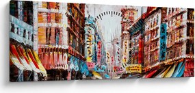 Tablou - Hong Kong, pictură în ulei (cu ceas) (90x30 cm)