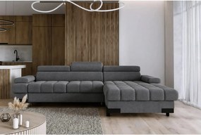 Coltar extensibil SELVA MINI, sezlong dreapta, stofa clasica gri inchi