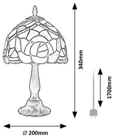 Brilagi - Lampă de masă Tiffany cu vitralii GARLAN 1xE14/40W/230V