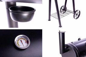 Grătar de grădină cu afumătoare XL - 120 x 55 cm