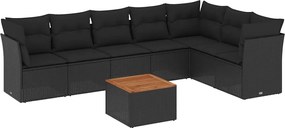 vidaXL Set mobilier de grădină cu perne, 8 piese, negru, poliratan