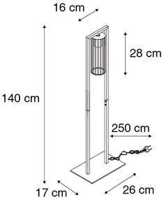 Lampă de podea modernă inteligentă neagră inclusiv Wifi ST64 - Balenco Wazo