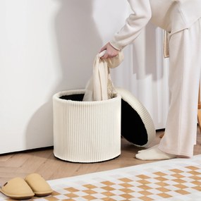 HOMCOM Pouf de depozitare 32 L, pouf pentru salon din catifea călită cu capac greutate maximă 120 kg, pentru hol, cameră, salon, bej | Aosom Romania