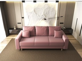 Canapea extensibilă dumonde cu ladă de depozitare si sezut confortabil din spuma high-density, Kronos Royal Roz 210x100 cm