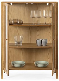 Vitrină în culoare naturală cu aspect de lemn de stejar 90x126x40 cm Ceci – MOME